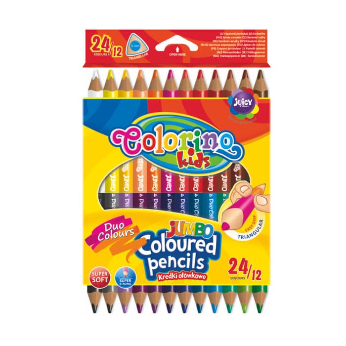 Lápis Cor Triangular Jumbo 12 Pcs / 24 Cores