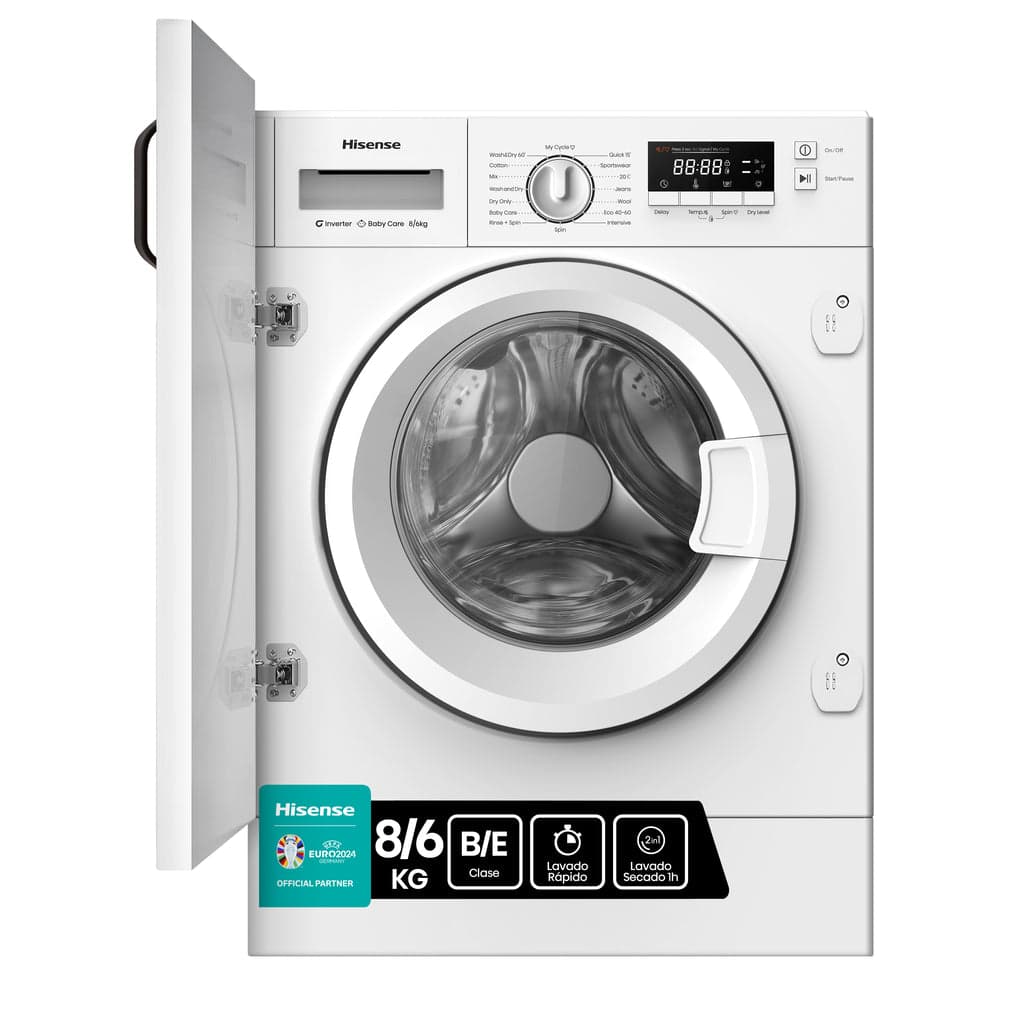 MÁQUINA DE LAVAR E SECAR ROUPA DE ENCASTRE HISENSE WD3M841BWIES 8
