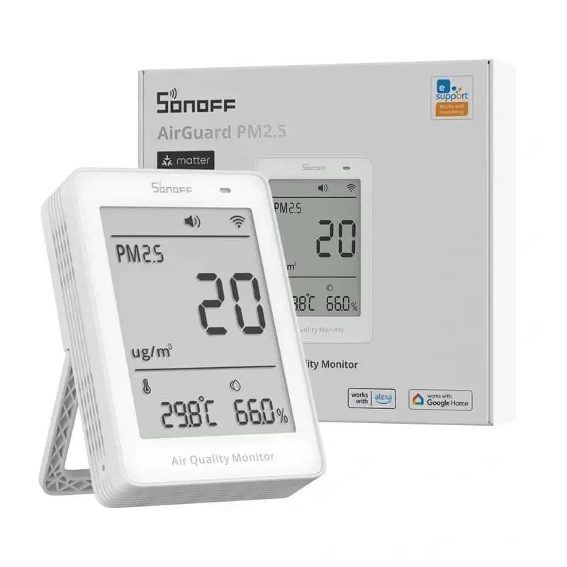 Sonoff Monitor Qualidade Ar AirGuard PM2.5 SAWF-07P Wi-Fi Tela LCD