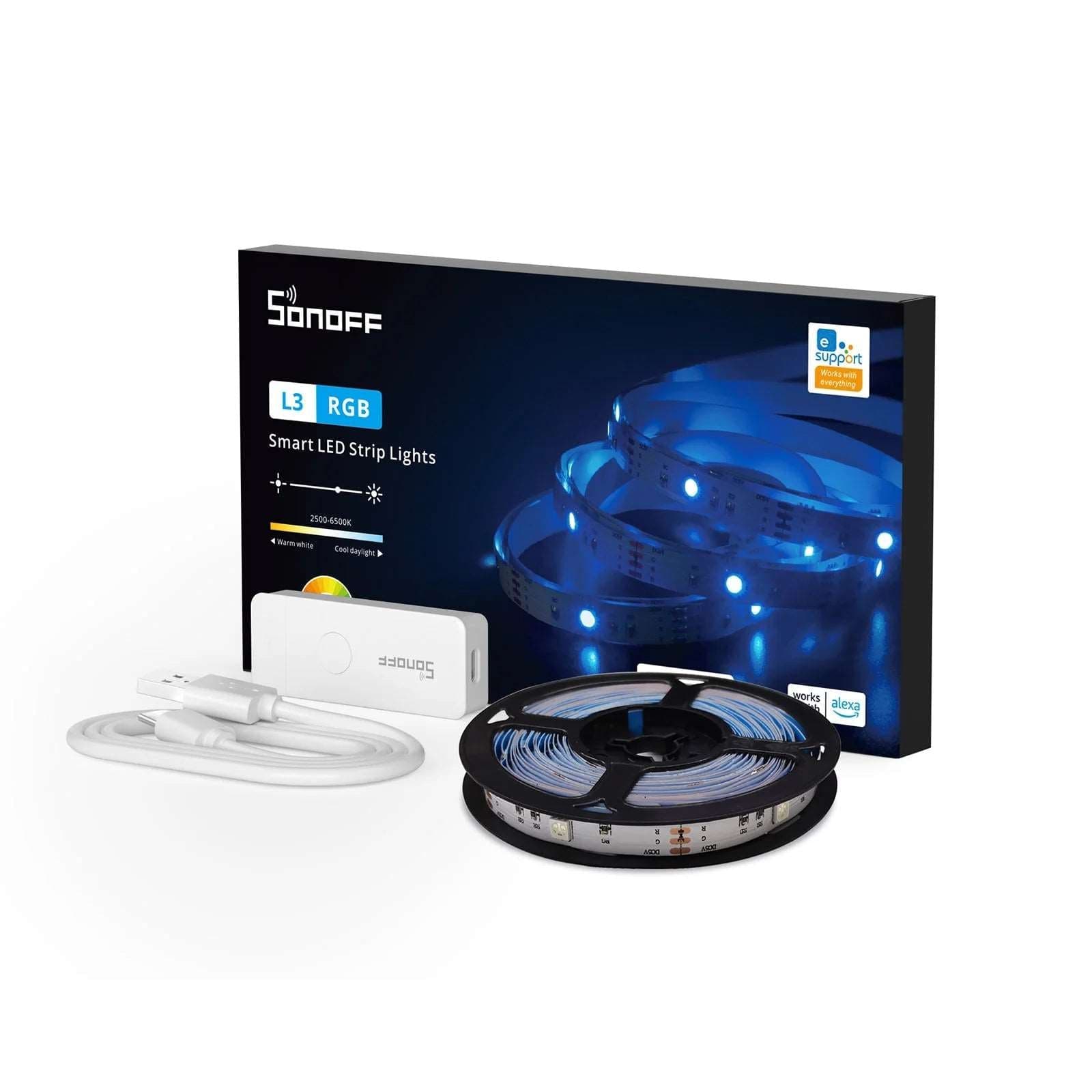 Sonoff Fita de 90 LEDs RGB inteligente Wi-Fi e Bluetooth 5VDC IP20 - 5m - Sonoff L3-5M - L35M