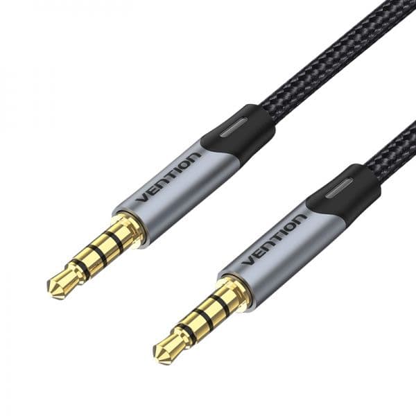 Vention BAQHH Cabo Áudio Estéreo TRRS 3.5mm Jack-Jack Nylon Trançado Dourado 2m Cinza
