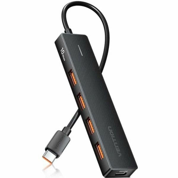 Vention CHJBB Hub USB-C 5 em 1 4x USB 3.2 Gen2 1x USB Tipo-C 10G 0.15m Preto