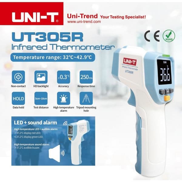 Uni-T Termómetro Corporal Infravermelhos (32~42,9ºC) - UT305R