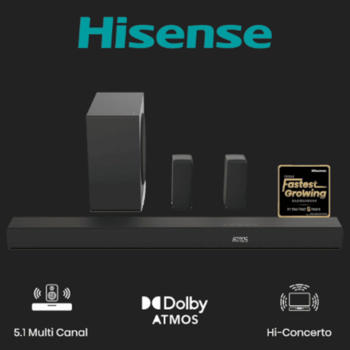 Soundbar Hisense AX5100Q 5.1 Canais