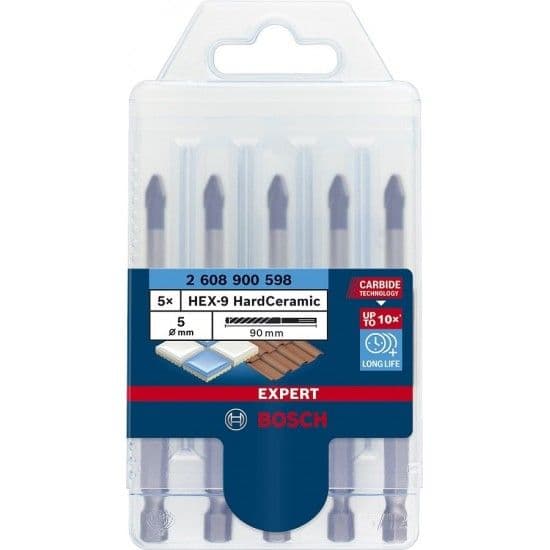 Kit brocas HEX-9 EXPERT HardCeramic (5)x5mm REF 2.608.900.598 BOSCH