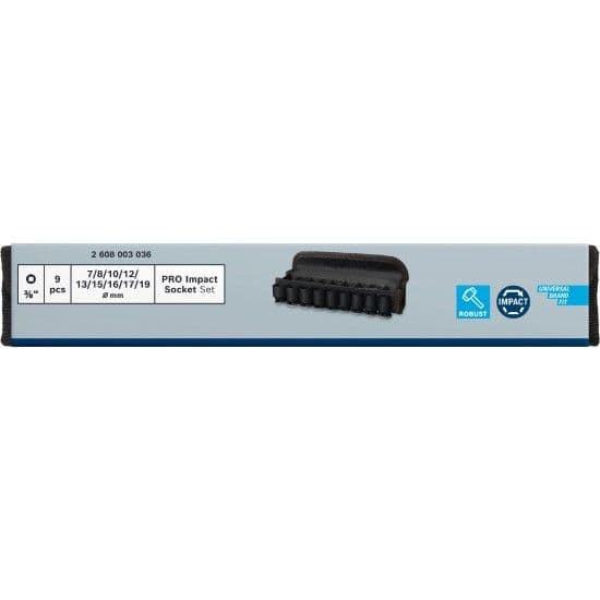 Pontas de aparafusar e chaves de caixa PRO Impact Socket Set, 3/8", standard, 9 peças refª 2608003036 BOSCH