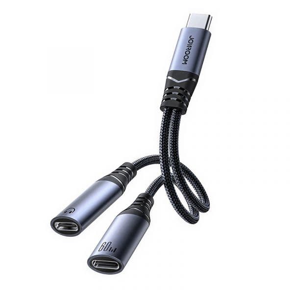 Joyroom Adaptador DAC 2 em 1 USB-C para 2x USB-C SY-C03 Preto