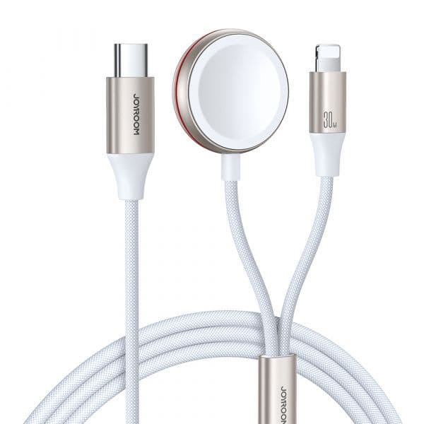 Joyroom S-IW012 Cabo e Carregador Magnético Rápido 2 em 1 Lightning/Wireless 1.5m White