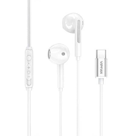 AUSCULTADORES INTRA-AURICULARES COM FIOS VIPFAN M11, TIPO C BRANC