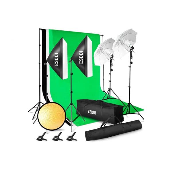 Kit Iluminação Estúdio Foto e Vídeo Fundos Luzes Estrutura e Caixa Luz