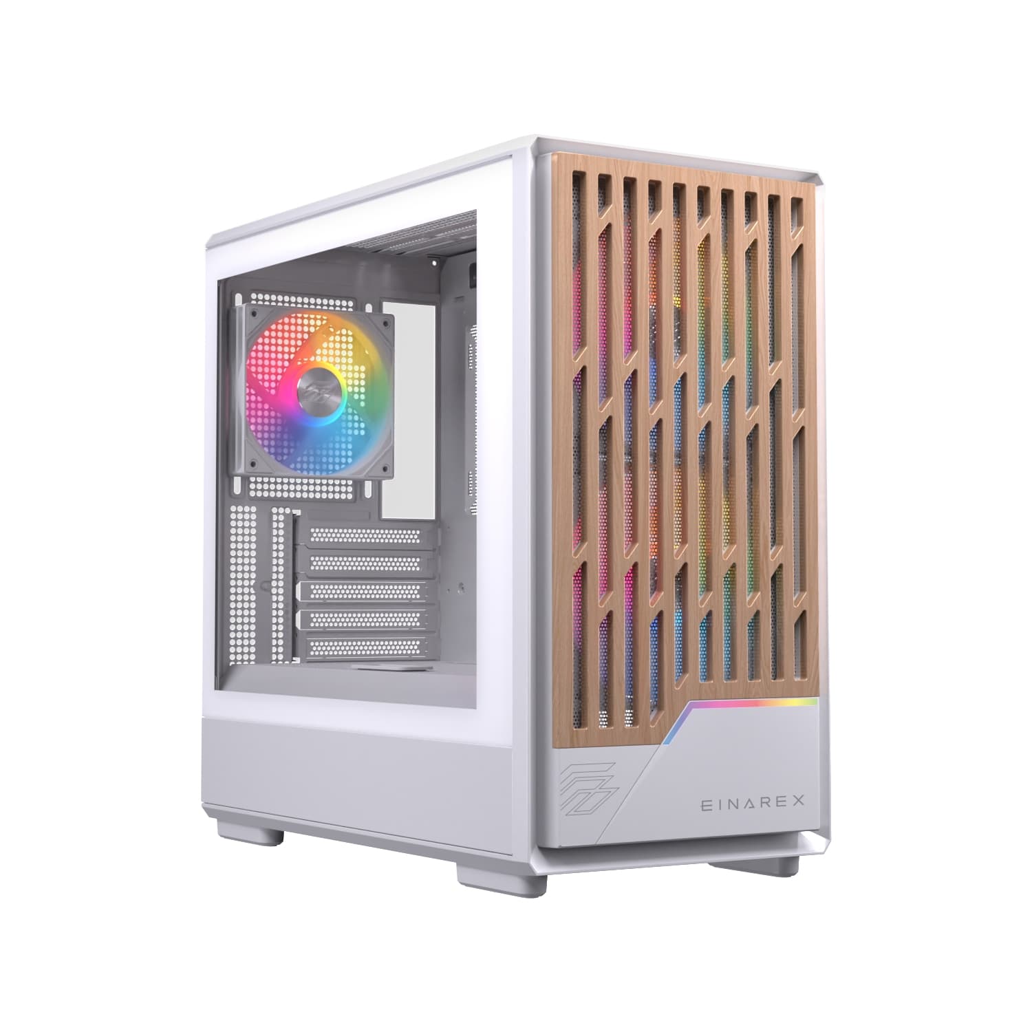 Einarex PULSE PM400 RGB White Micro-ATX Compacta com Frontal Madeira