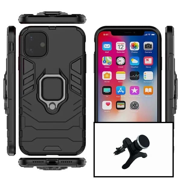 Kit Suporte Magnético de Carro Reforçado + Capa 3X1 Military Defender para Xiaomi Poco C31