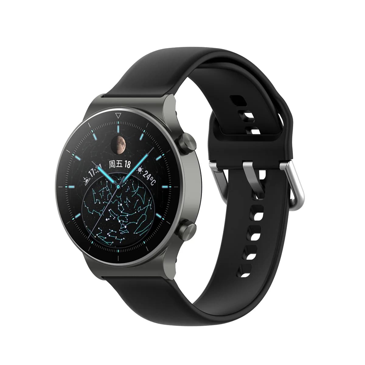 Bracelete SmoothSilicone Com Fivela  para Huawei Watch GT 3 46mm - Preto