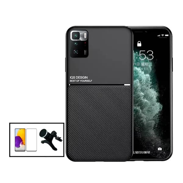 Kit Capa Magnetic Lux + 5D Full Cover + Suporte Magnético de Carro Reforçado para Xiaomi Poco X3 GT