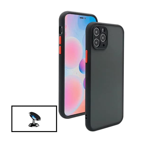 Kit Capa Anti Choque Camera Protection + Suporte Magnético de Carro para Apple iPhone 13 Mini - Preto