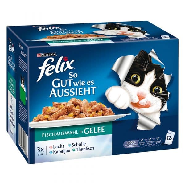 Ração Húmida Purina Felix Fantastic Fusions Molho Seleção de Peixe 12x 85g