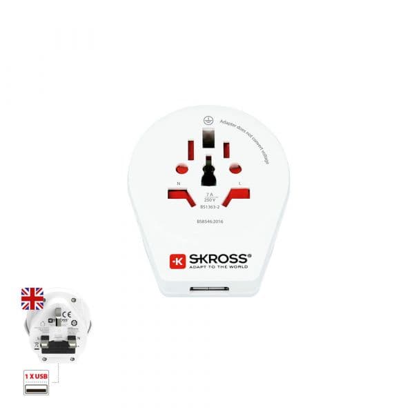Skross Adaptador Mundial a Reino Unido com usb 1500267 - 40911