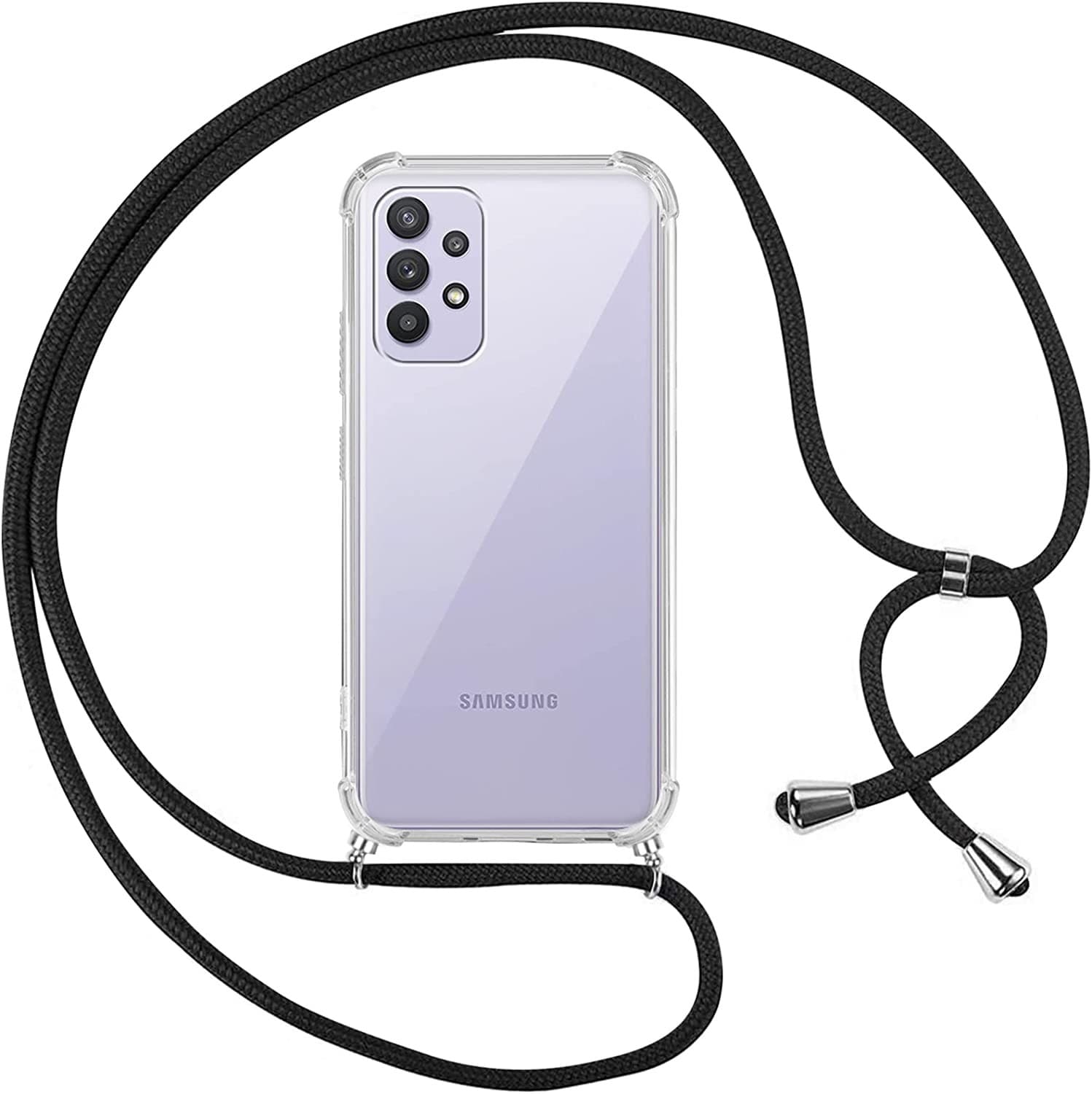 Capa Silicone Transparente Samsung Galaxy A32 5G Cordão Preto