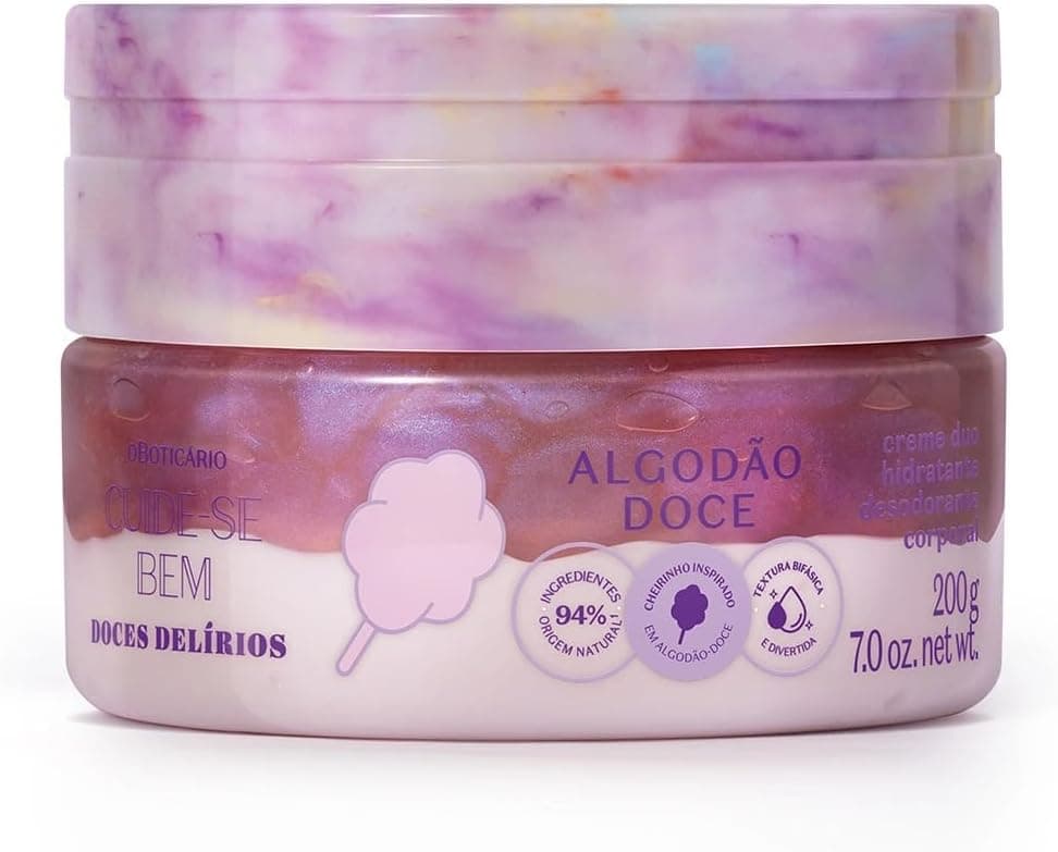 Creme Hidratante Corporal Doces Delírios Algodão Doce 200g