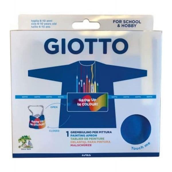 Giotto Avental Escolar para Pinturas, Plástico Lavável, com Mangas, 6-10 Anos, Azul/Amarelo