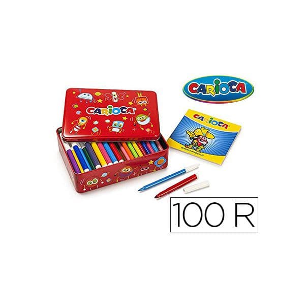 Carioca Marcador Kit Caixa Metalica de 100 Un. Sortidas + Album Colorir - OFF079736CE