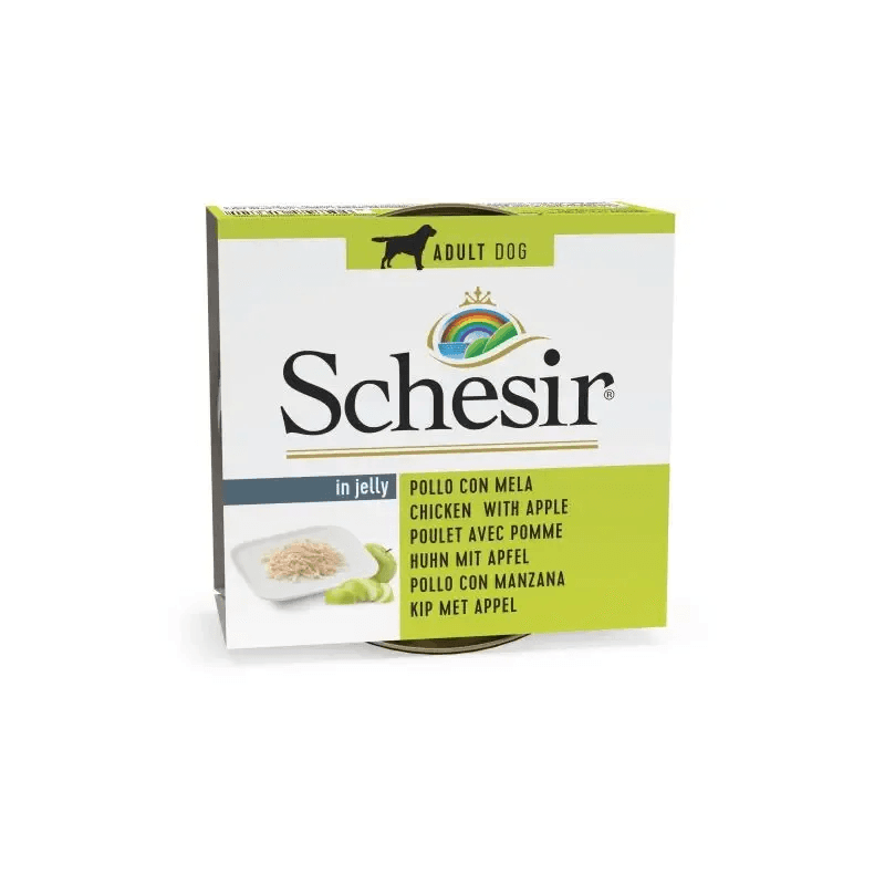 Schesir Lata Perro de pollo con manzana en gelatina 150 gr