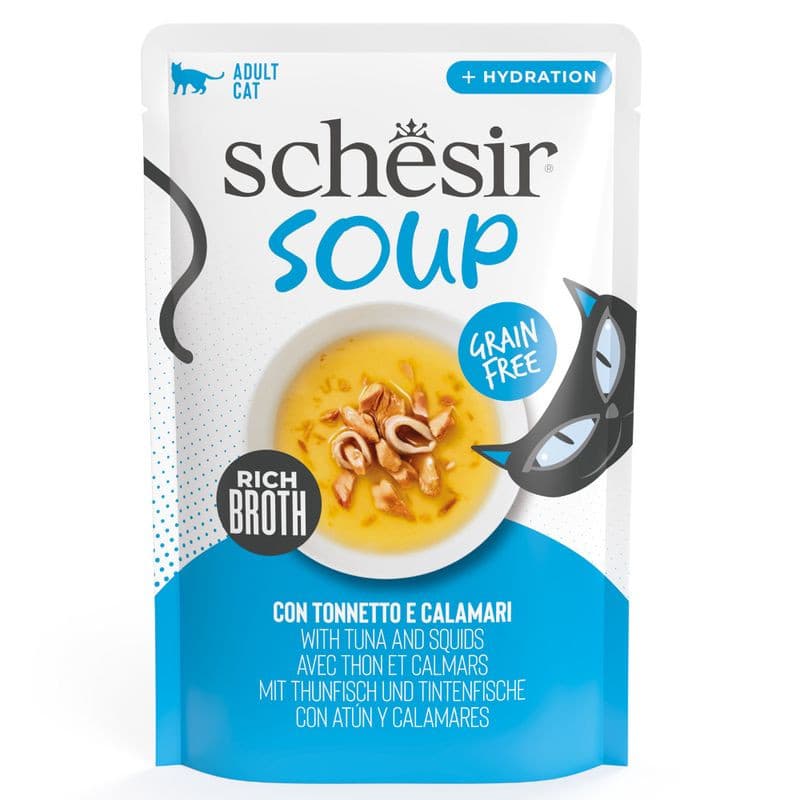 Schesir Comida Húmeda Gato Soup Atún y Calamares