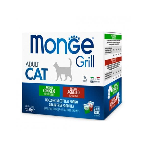 Ração Húmida Monge Grill Coelho e Cordeiro Adulto 12 x 85 g