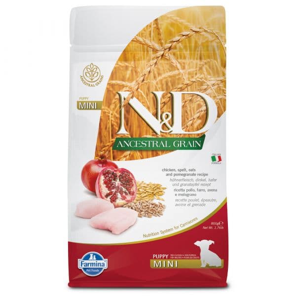 Farmina N&D Ancestral Grain Puppy Mini Frango & Romã 800g