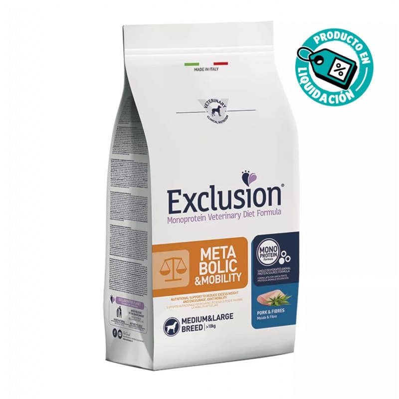 Exclusion Diet Metabolic & Mobility Medium & Large Pork & Fibres 12Kg