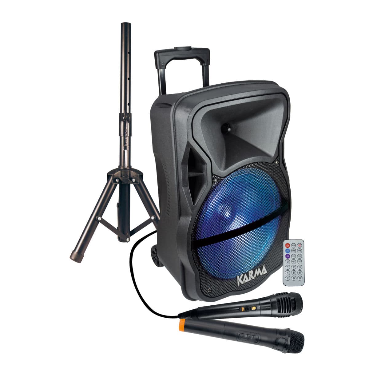 Karma Coluna Portátil 12" 120W com USB, Bluetooth, 2 Micros e Suporte - KM-LX12