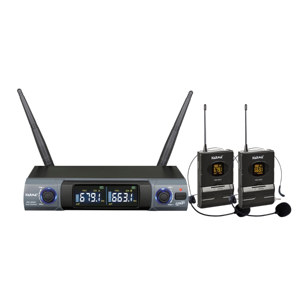 Microfones de Cabeça sem Fios com Receptor UHF