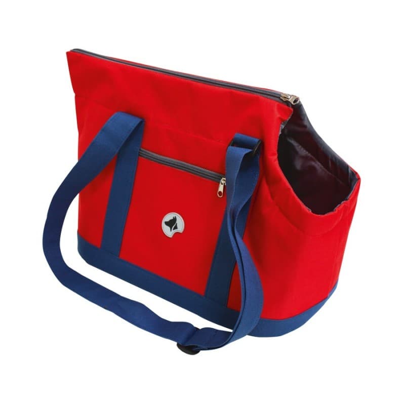 BOLSA TRANSPORTADORA GISELLE AZUL/VERMELHO 49X23X31cm