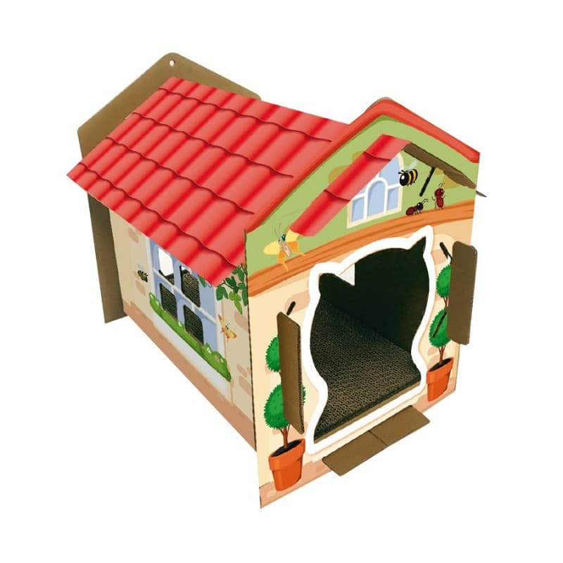 ARRANHADOR GATO CARTÃO HOUSE VILLA COLOR 42x35x50cm