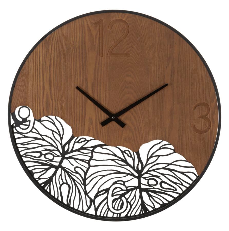 Orlogio de Parede Wood Folha Cm ø 60x2