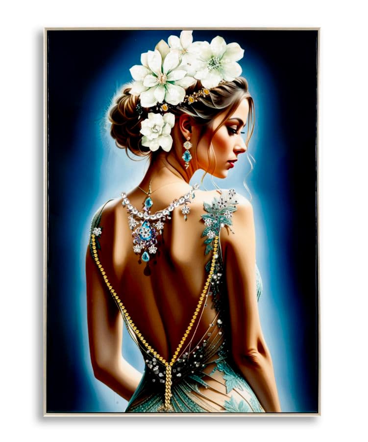 Pintura Sobre Tela Lacado Isabel com Moldura -A- Cm 72x4x102