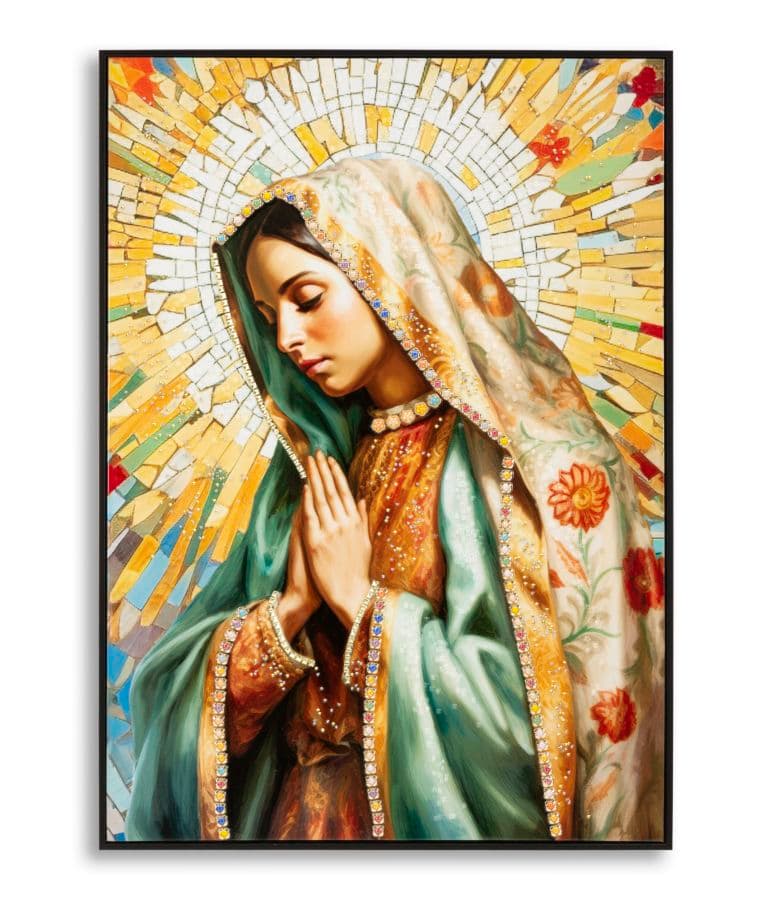 Pintura Sobre Tela Lacado Madonna -A- com Moldura Cm 72x4x102