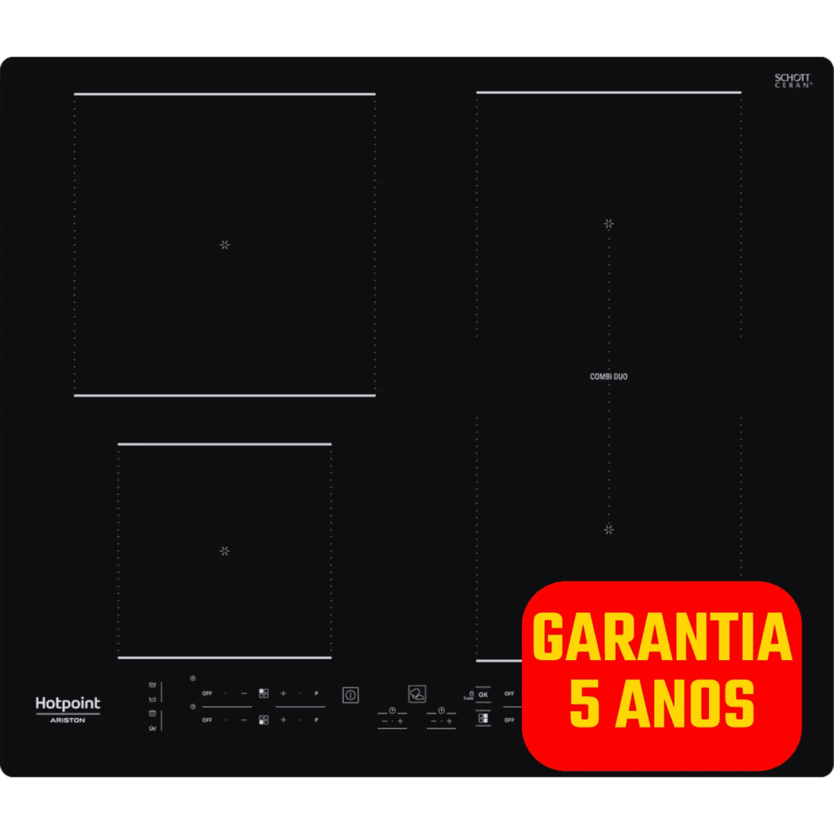 Placa de Indução Hotpoint HB 4860B NE | 4 Zonas, Preto, 59cm