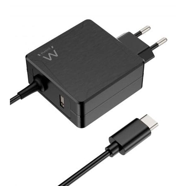 Carregador de Portátil Ewent USB-C + 1-Porta USB-A PD 65W Preto