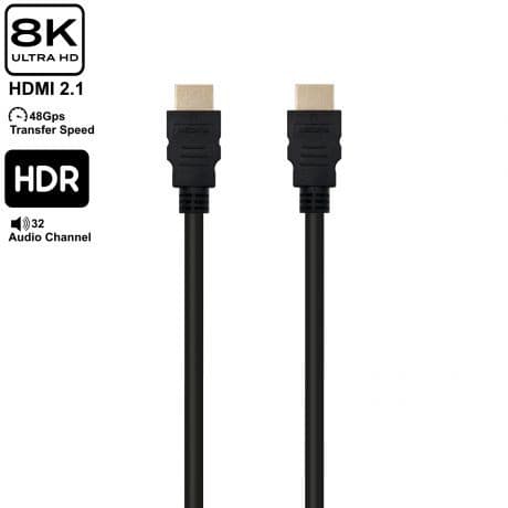 Cabo HDMI 2.1 Ewent EC1324 Ultra High Speed c/ Ethernet 8K HDR 8m Preto