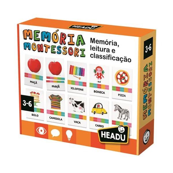 Headu Montessori Jogo Memória, Leitura e Classificação