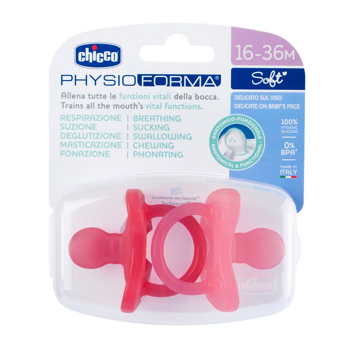 Chicco Chupeta Physio Soft Rosa 16-36m 2 Unidades
