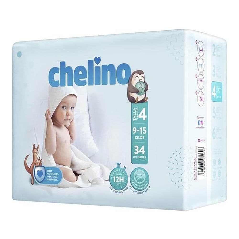 FRALDA CHELINO T4 9-15 KG 34 UNIDADES