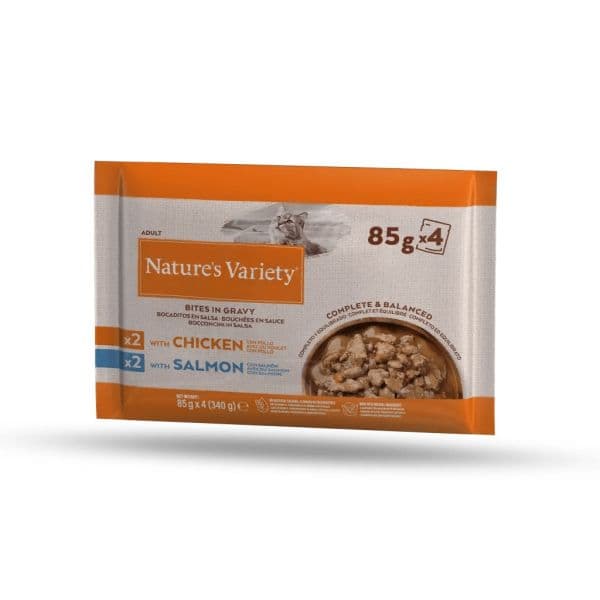 Ração Húmida Nature's Variety Wet Bites in Gravy Multipack 4x 85g