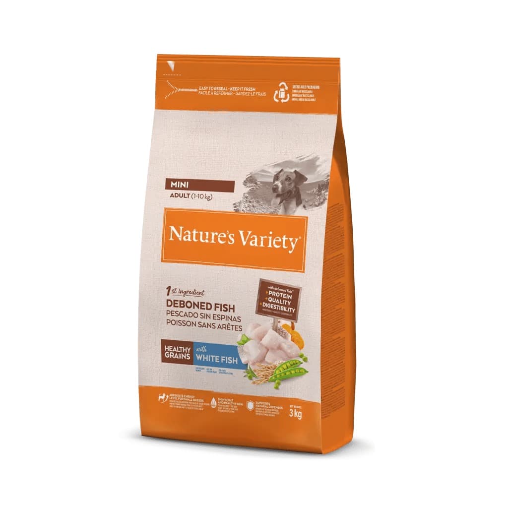 Ração Seca Nature's Variety Grain Mini Peixe Branco 3Kg