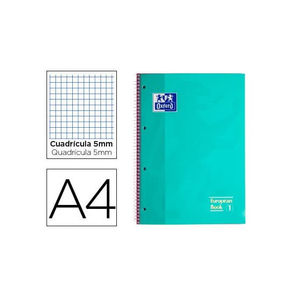 Oxford Caderno Espiral Capa Extradura A4 80F Quadriculado Menta Gelo 1 Un.