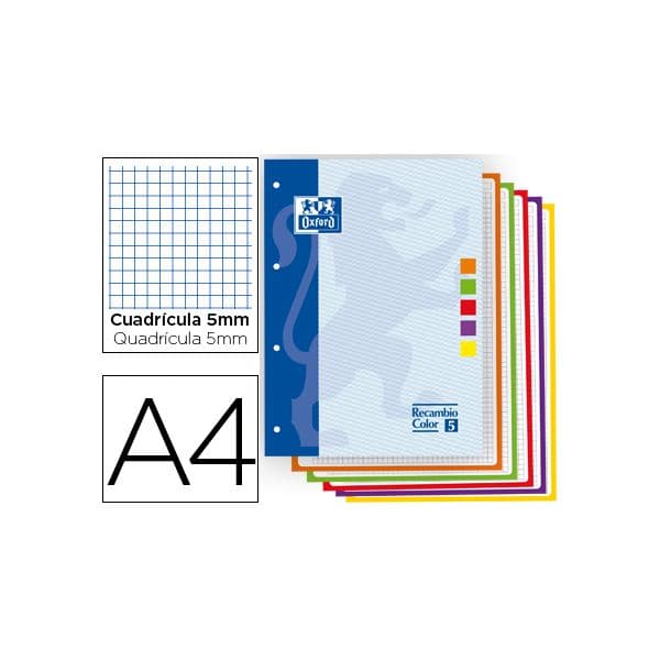 Oxford 5 un. Recarga 80 Fls A4 Quadricula 5x5 - 400045041
