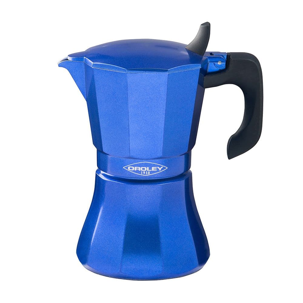 CAFETEIRA DE ALUMÍNIO DE 9 CHÁVENAS MOD: ´´PETRA´´ COR AZUL ORO