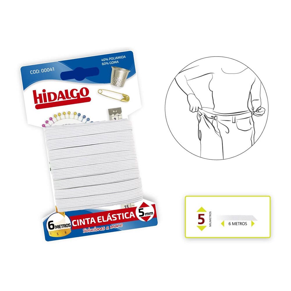 Blíster elástico 5mmx6m branco hidalgo