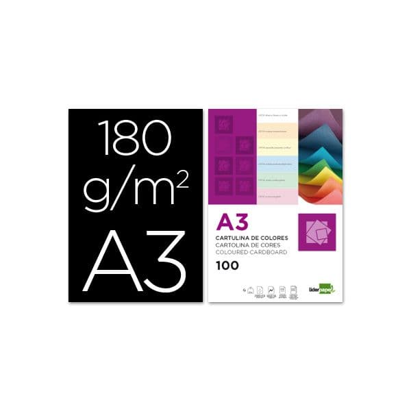LiderPapel 100 Fls Cartolina A3 180g/mì Preto - CD07